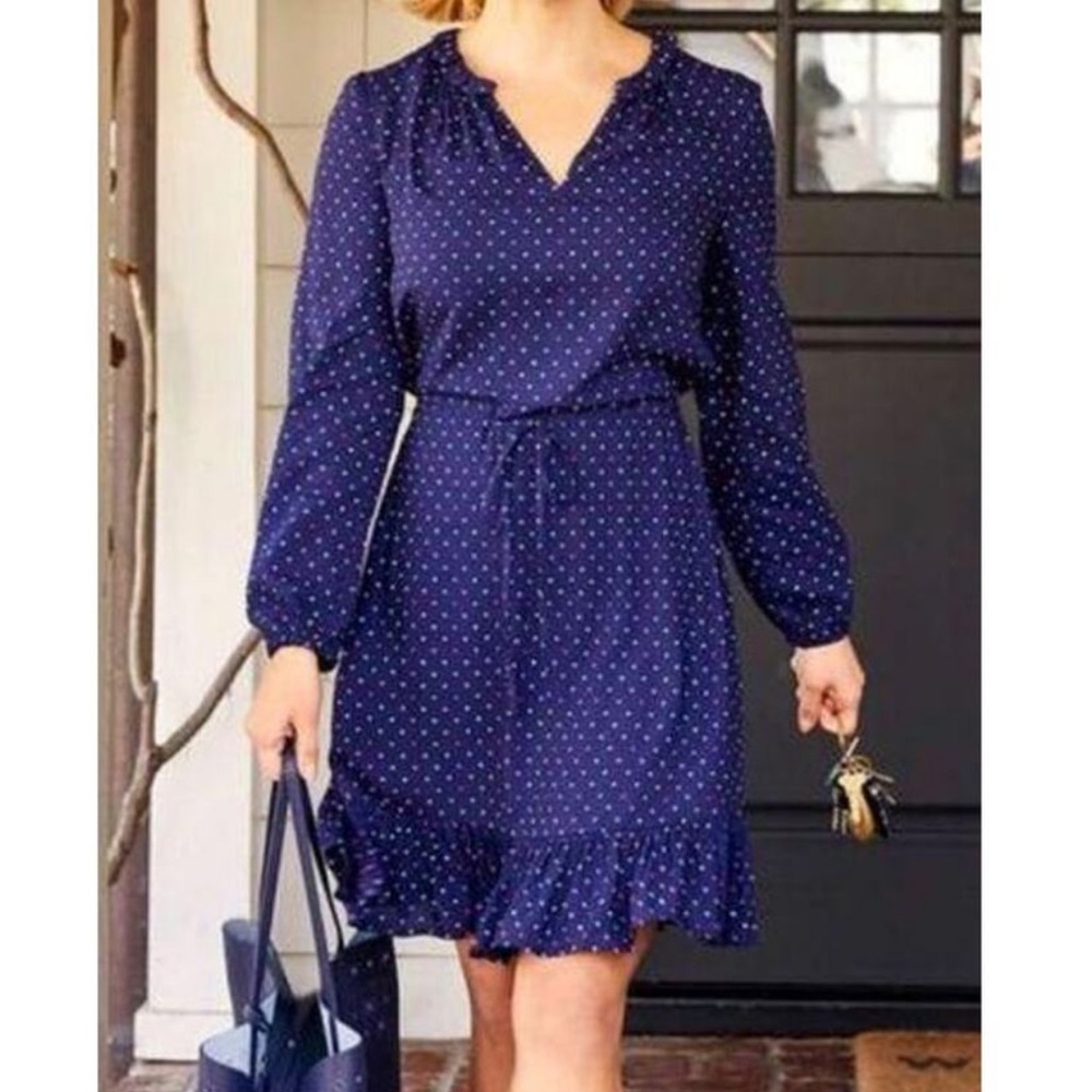🪷5 for $25🪷  Draper James polka dot popover navy ruffle dress